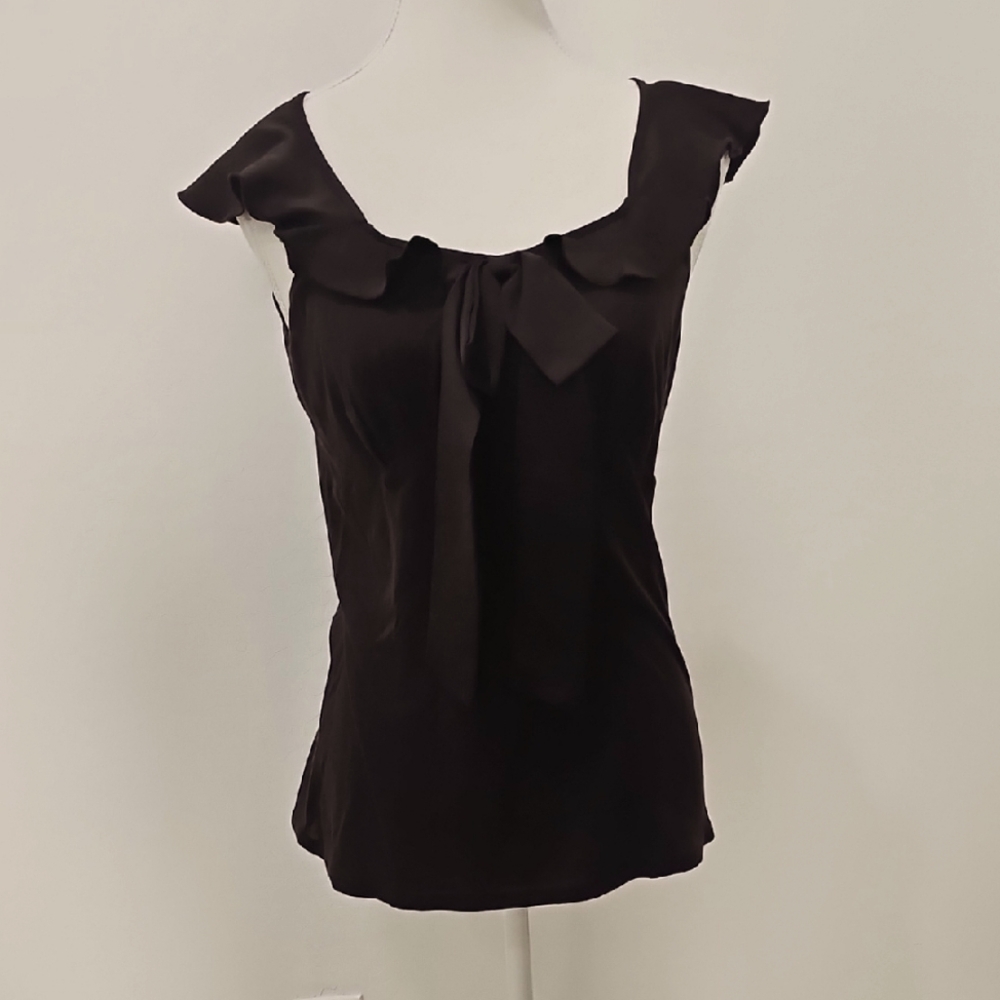 Merona Dark Brown Sleeveless Blouse with Tie Front